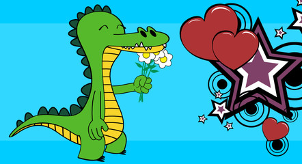 funny crocodile cartoon emotion background in vector format