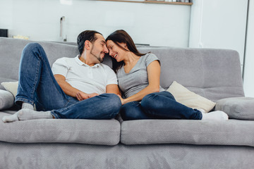 woman and man on the couch