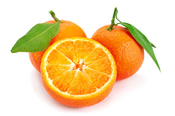 Fototapeta na wymiar Clementine citrus fruit on white