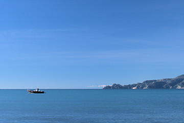 ship in the sea,promontory,portofino,italy,horizon,blue,panorama,tourism,panoramic,water