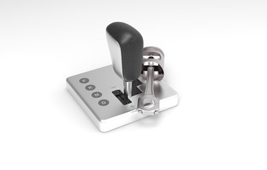 Gearbox shifter. 3D rendering.