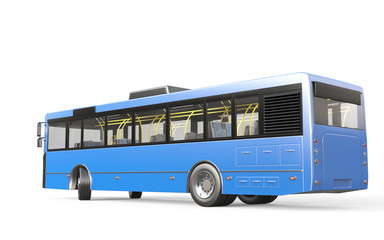 City bus on white backgroud. 3D rendering.