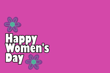 happy women's day. text on a pink background.
