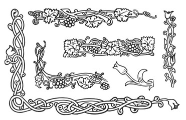 Vintage floral frame decoration design elements set #isolated #vector