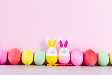 Easter scene with colored eggs