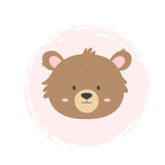 Bear hand drawn face. Vector character.