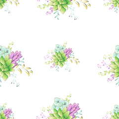 Obraz na płótnie Canvas Sucullent pattern design. Trendy flower gradients. Vector cactus illustration.