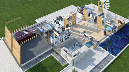 Modern house without walls.