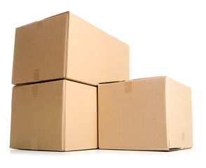 Boxes delivery package on white background isolation