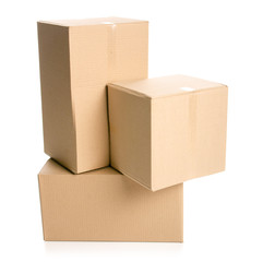 Boxes delivery package on white background isolation