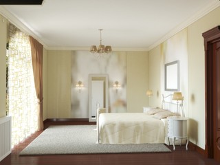 Naklejka na ściany i meble bedroom, interior visualization, 3D illustration