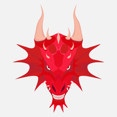 dragon head, cartoon design, flat style