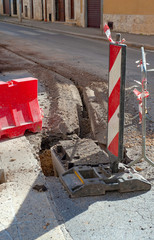 Milling drum for road milling machine. Milling of asphalt for road reconstruction accessory for skid steer