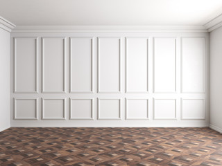 3d render of white interior with panels on wall 8k © Maksim