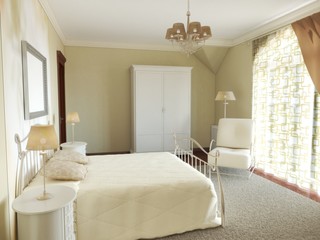 bedroom, interior visualization, 3D illustration