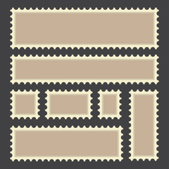 set of old postage stamps, blank stamp, retro design