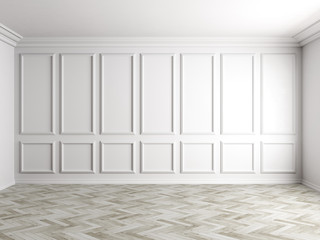 3d render of white interior with panels on wall 8k © Maksim