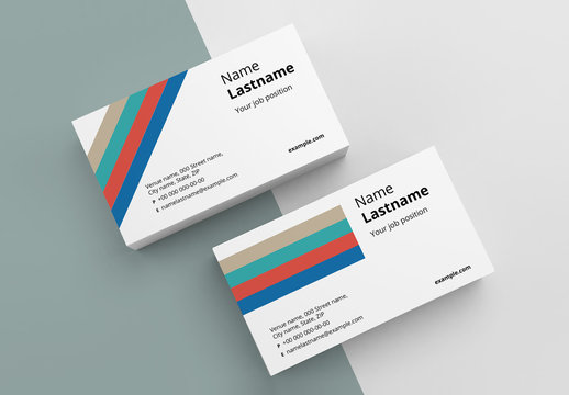Business Card Layout with Colorful Stripes