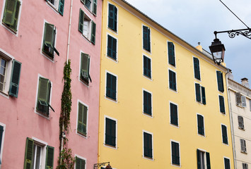 colorful buildings, Ajaccio, Corsica, France