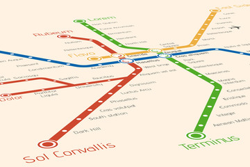 Abstract  metro or subway map design template. 