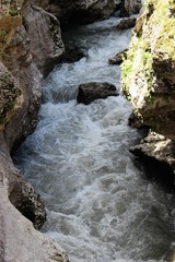 Mountain river in a narrow canyon