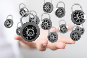 padlock digital in hand