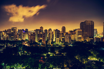 Fototapeta premium Colorful night cityscape presentation background
