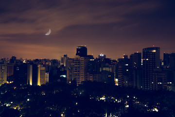 Colorful night cityscape presentation background