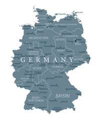 Germany Map - Grayscale - Highly detailed vector illustration