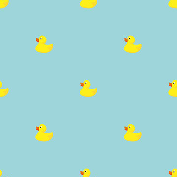 Yellow Rubber Duck Seamless Pattern