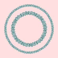 Vector hand drawn abstract wreath with round decorative elements. Decorating for national Festive on powder pink background