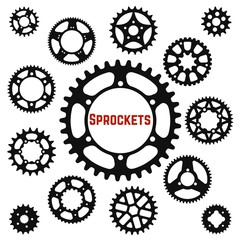 Silhouettes of the gear wheels, vector icons set - obrazy, fototapety, plakaty