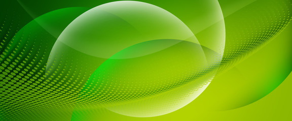 Abstract green background with circle and halftone