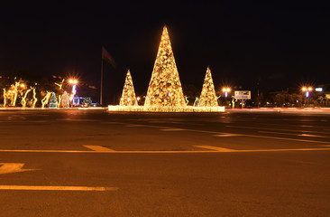 New Year's light tree in Baku.Azerbaijan