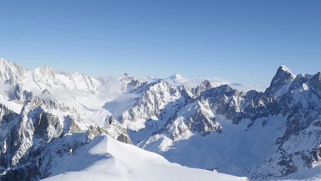 beautiful panoramic scenery view of europe alps mont blanc landscape from the aiguille du midi chamonix france