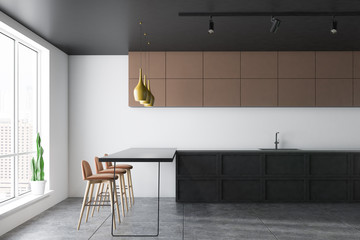 Brown cupboard kitchen interior