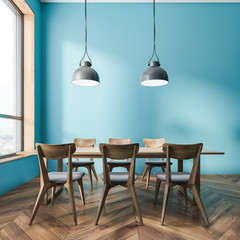 Blue dining room interior