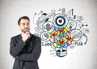 Pensive businessman, business idea