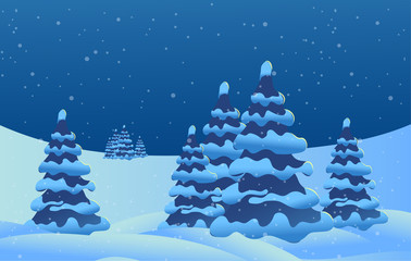 Winter landscape. New Year. Christmas. Vector image.