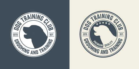 Set of Dog training center badge templates. Design elements for logo, label, icon. Vector illustration