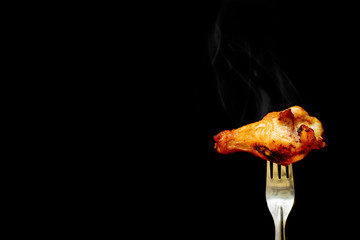 Fried chicken, isolated from a back background