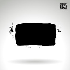 Black brush stroke and texture. Grunge vector abstract hand - painted element. Underline and border design.
