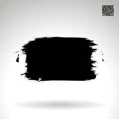 Black brush stroke and texture. Grunge vector abstract hand - painted element. Underline and border design.