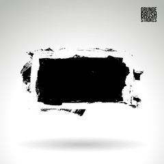 Fototapeta premium Black brush stroke and texture. Grunge vector abstract hand - painted element. Underline and border design.