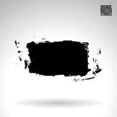 Black brush stroke and texture. Grunge vector abstract hand - painted element. Underline and border design.