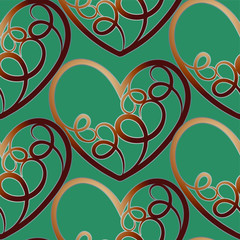 Heart seamless pattern.Colorful hearts.Packaging design for gift wrap. Abstract geometric modern background. Vector illustration. Art deco style. Heart seamless pattern