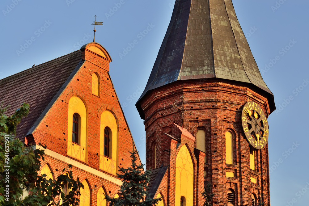 Wall mural Koenigsberg Cathedral tower on a summer evening. Gothic of the 1