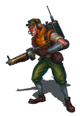 Fototapeta premium scout officer. computer character concept. funny cartoon character
