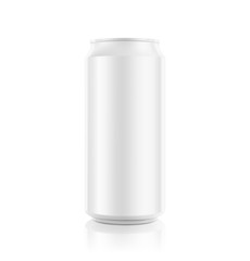 Realistic aluminum can mockup. Front view. Vector illustration. Can be used for beer, water, soda, energetic, etc. Easy to use for presentation your product, idea, design. EPS10.