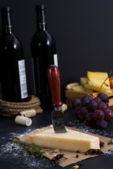 Parmesan cheese with knife